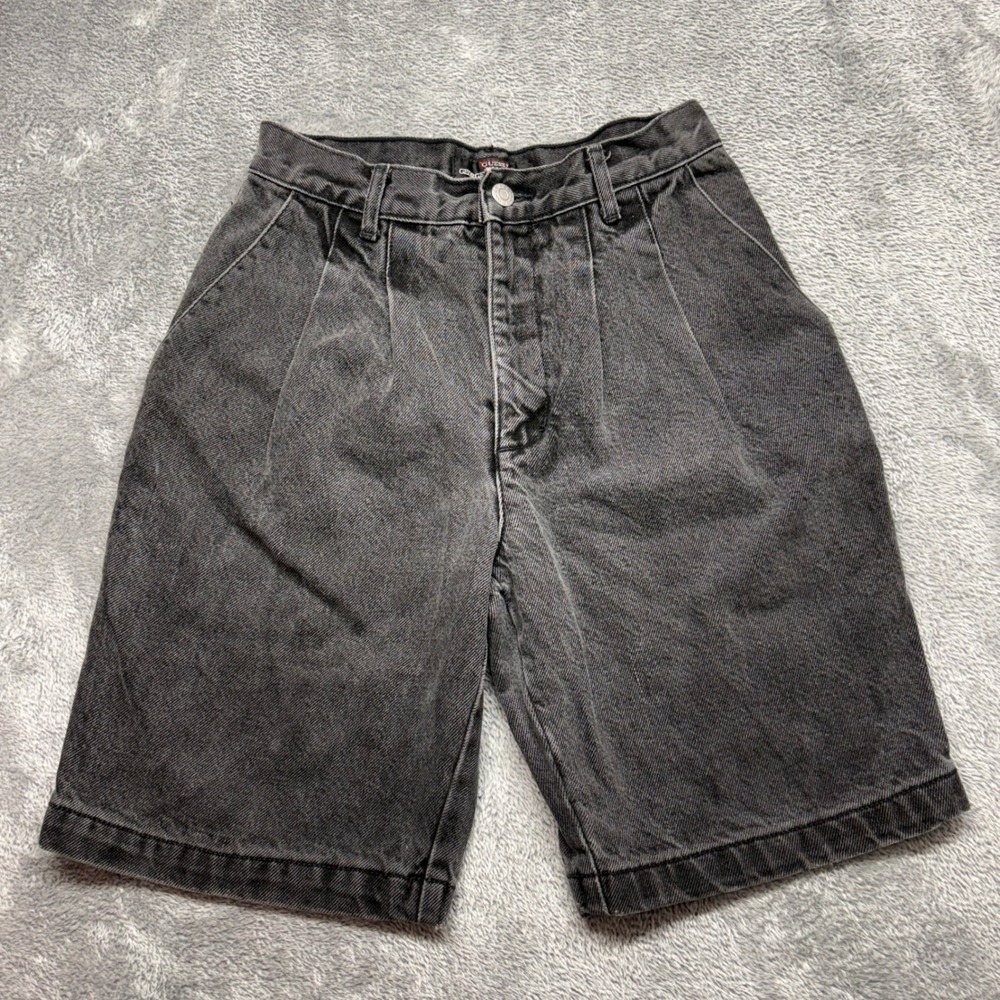 Guess Denim Shorts Women 27 Acid Wash Black Vintage Georges Marciano USA